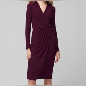 White House Black Market Faux Wrap Midi in Cabernet